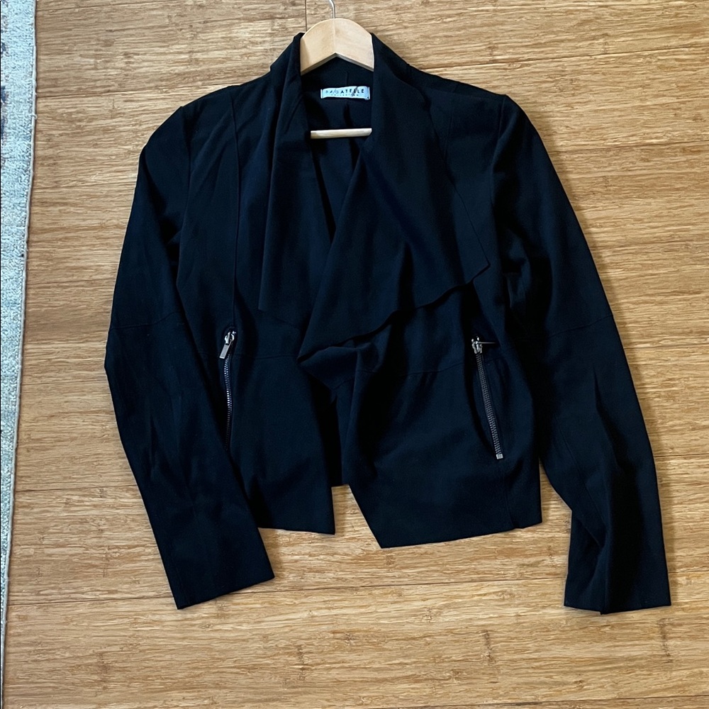 Bagatelle Black Women's Blazer vegan suede with Zipper Details